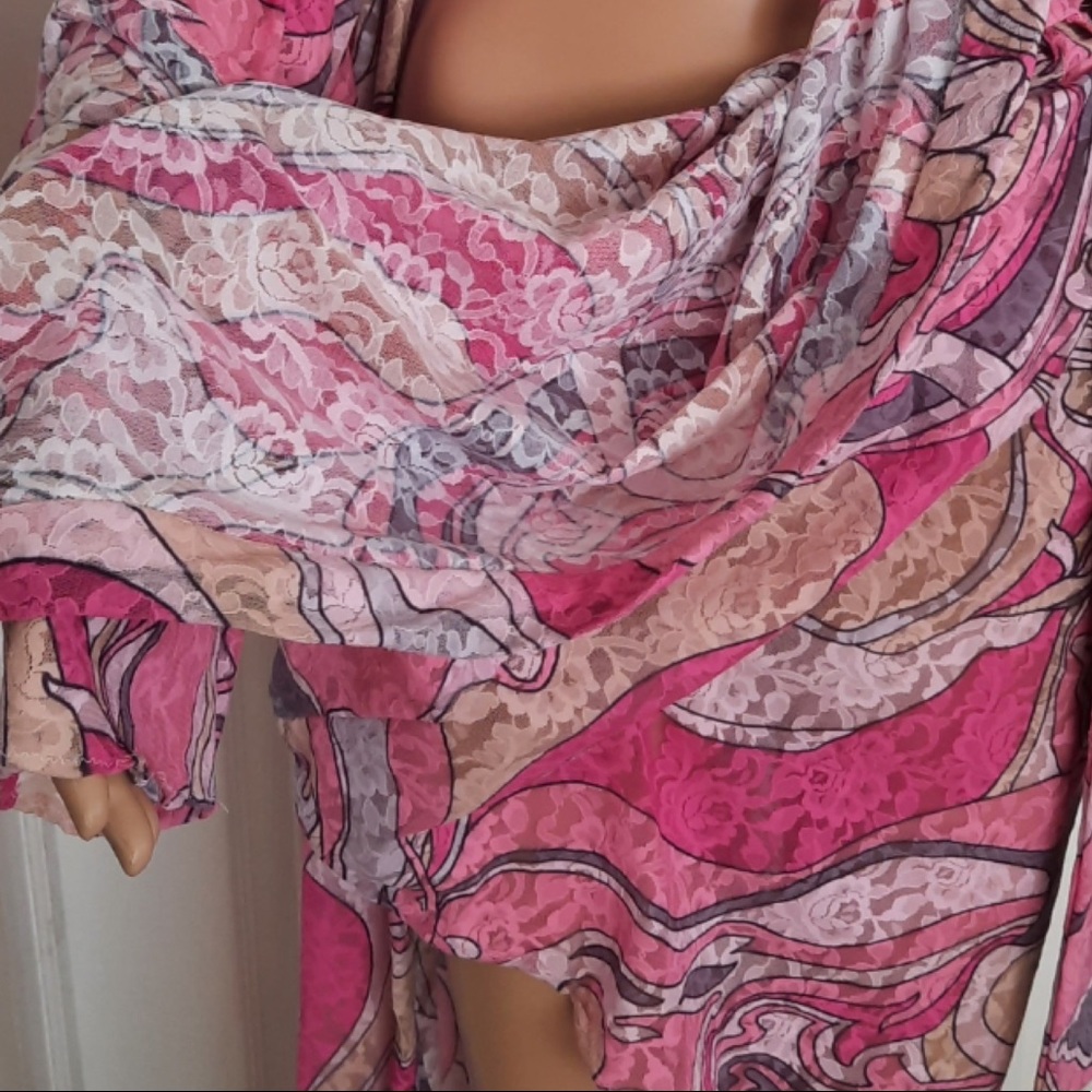 Floral Abstract Lace Lined Robe NWT - Picture 7 of 11